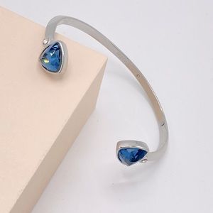 Vera Bradley - Blue Rhinestone w/White Crystals Silver Tone Cuff Bracelet